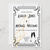 Modern Art Deco Cordial Wedding Uitnodiging (Voorkant)