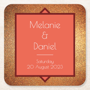 Modern Art Deco Gatsby Glitter Wedding Vierkante Kartonnen Onderzetter