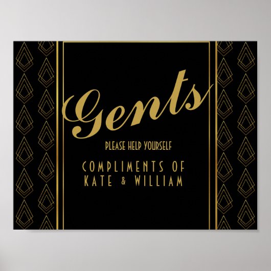Modern art deco Gents rec-bord Poster (Voorkant)
