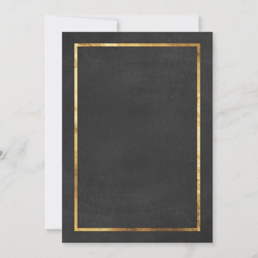 Modern Art Deco Gold & Black Wedding Invitation Kaart (Achterkant)