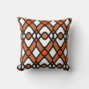 Modern Art Deco in Oranje en zwart Kussen