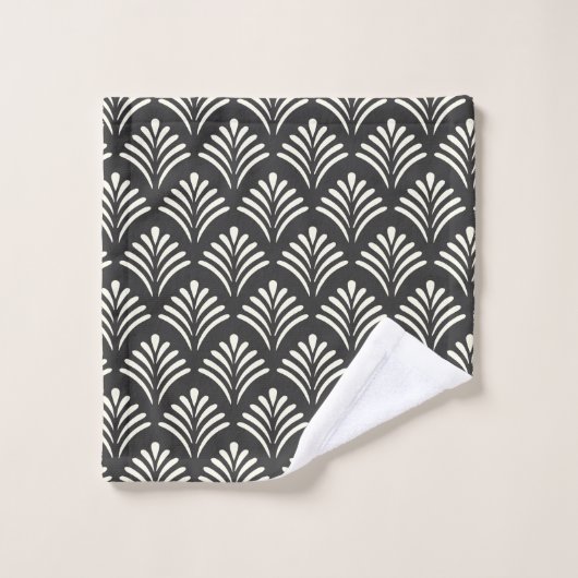 Modern Art Deco Motif Pattern Black and White Bad Handdoek (Wasdoekje)