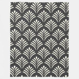 Modern Art Deco Motif Pattern Black and White Fleece Deken