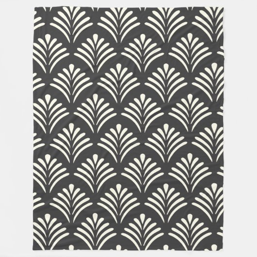 Modern Art Deco Motif Pattern Black and White Fleece Deken (Voorkant)