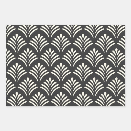 Modern Art Deco Motif Pattern Black and White Inpakpapier Vel (Voorkant)