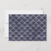Modern Art Deco | Navy en Faux Silver RSVP Kaartje (Achterkant)