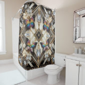 Modern Art Deco Rainbow Butterfly Douchegordijn (In situ)