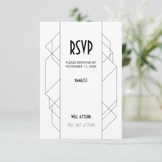 Modern Art Deco Response Kaart (Staand voorkant)