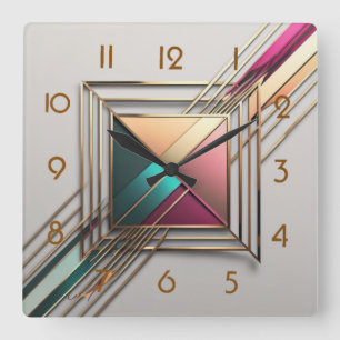 Modern Art Deco Vierkante Klok