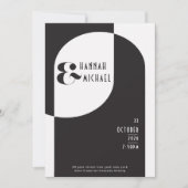 Modern Art Deco Wedding Black White Kaart (Voorkant)