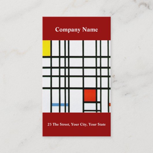 Modern Art Geïnspireerd Visitekaartje rood (Voorkant)
