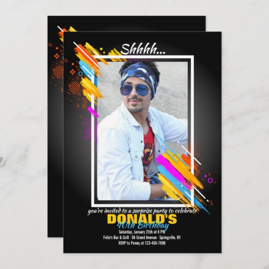 Modern Art Lijst Fotouitnodiging Kaart (Voorkant / Achterkant)