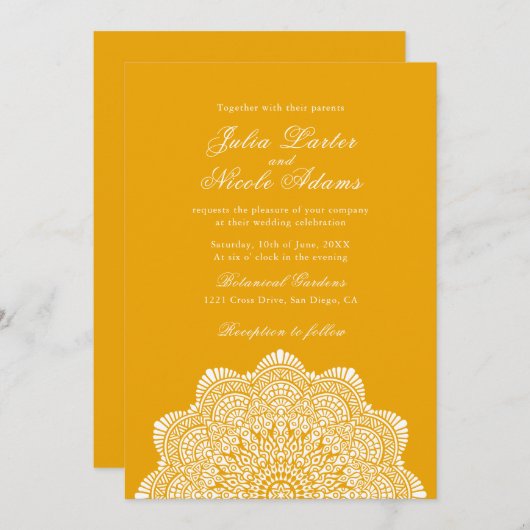 Modern Artistic Motif Style Mandala Wedding Kaart (Voorkant / Achterkant)