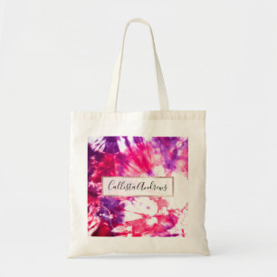 Modern Artsy Abstract Neon Roze Paarse Tie Dye Tote Bag