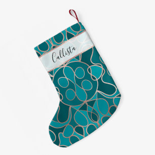 Modern Artsy Ocean Blue Roos Gold Geometrisch Kleine Kerstsok
