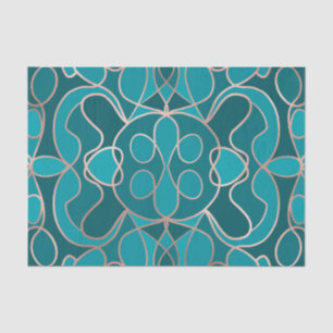 Modern Artsy Ocean Blue Roos Gold Geometrisch Tissuepapier