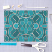 Modern Artsy Ocean Blue Roos Gold Geometrisch Tissuepapier (Craft)