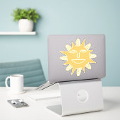 Modern Artsy Sun Trendy Drawing Sticker (Laptop op bureau)