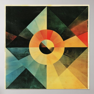 Modern Atomic Bauhaus abstracte kleurrijke kunst Poster