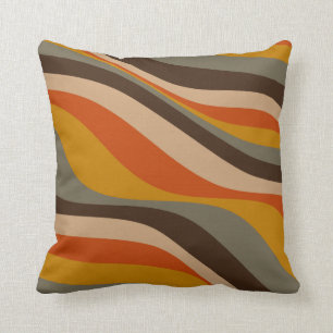 Modern Autumn Abstracte Wavy Lines in Earth Tones  Kussen