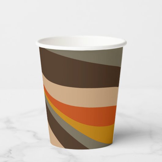 Modern Autumn Abstracte Wavy Lines in Earth Tones Papieren Bekers (Achterkant)