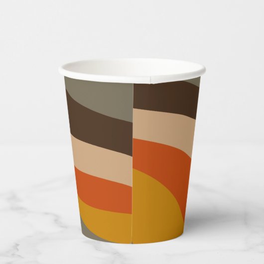 Modern Autumn Abstracte Wavy Lines in Earth Tones Papieren Bekers (Rechts)
