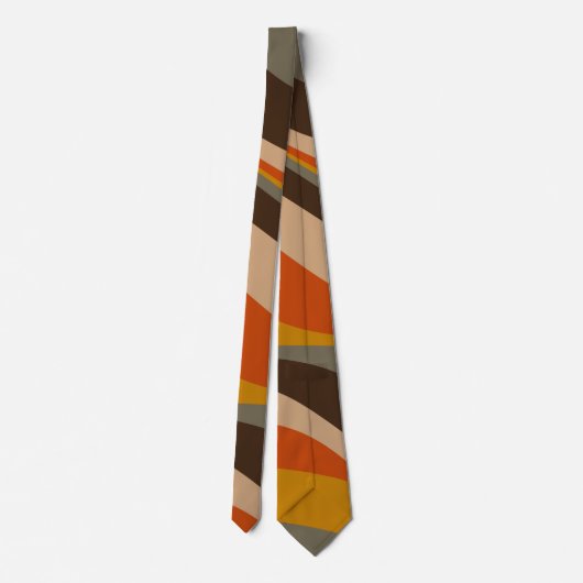 Modern Autumn Abstracte Wavy Lines in Earth Tones Stropdas (Achterkant)