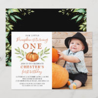Modern Autumn Little Pumpkin 1st Birthday Foto