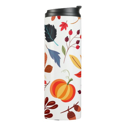 Modern Autumn Pumpkin Leaf Pattern Thermosbeker (Gedraaid links)