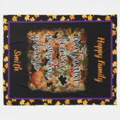 Modern Autumn Pumpkin Leaves Fleece Deken (Voorkant (Horizontaal))