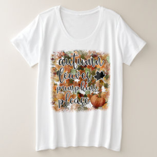 Modern Autumn Pumpkin Leaves Grote Maat T-shirt