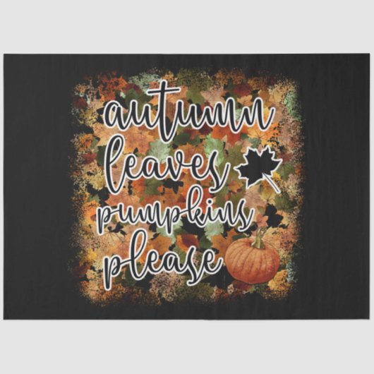 Modern Autumn Pumpkin Leaves Tissuepapier (Voorkant)