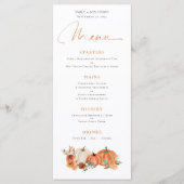 Modern Autumn Pumpkins Florals Wedding Menu (Voorkant)