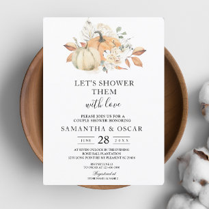 Modern Autumn Waterverf Pomkins & Flowers Kaart