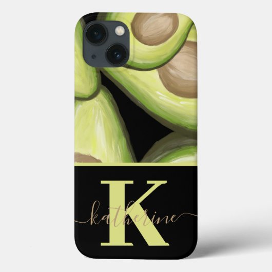 Modern Avocado Patroon Monogram Case-Mate iPhone Case (Achterkant)