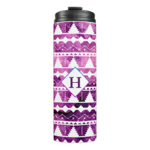 Modern Aztec Amethyst Geode met Initiaal Thermosbeker