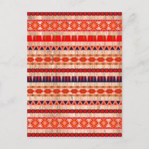 Modern Aztec Pattern on Wood Briefkaart