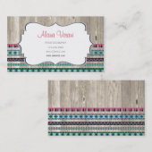 Modern Aztec Pattern on Wood Visitekaartje (Voorkant / Achterkant)