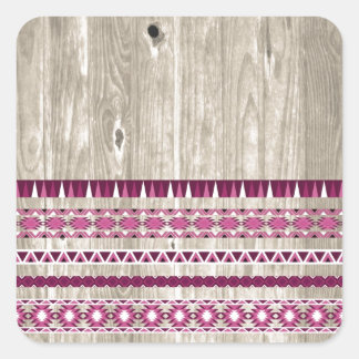 Modern Azteeks patroon op hout Vierkante Sticker