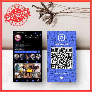 Modern Azure Blau Haar Salon Instagram QR Visitekaartje