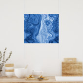 Modern Azure Blauwe Malachiet Marmeren Wervelingen Poster (Keuken)