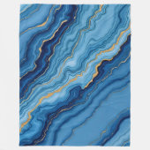 Modern Azure Blue Gold Marble Collectie Fleece Deken (Voorkant)