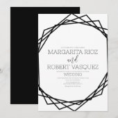 Modern B Geometric Black White Wedding Kaart (Voorkant / Achterkant)