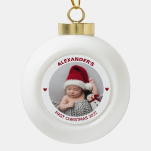 Modern Baby 1st Christmas 2023 Gepersonaliseerde f Keramische Bal Ornament