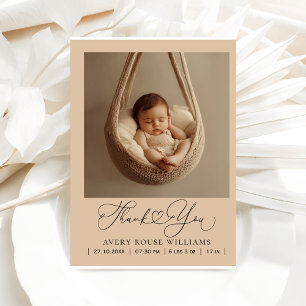 Modern Baby Birth Announding Foto: Dank Briefkaart