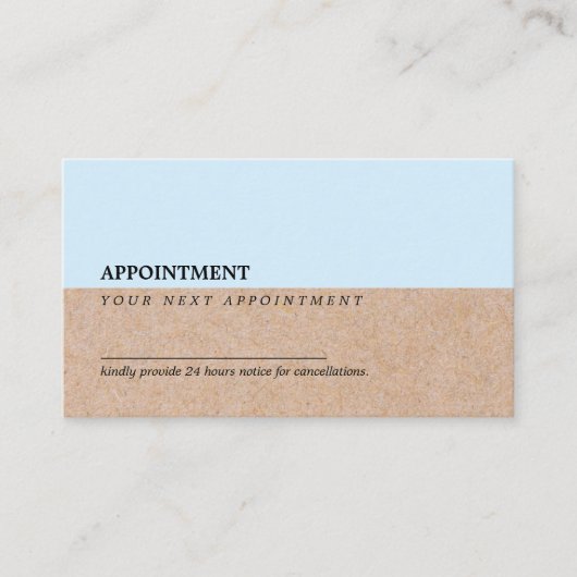 Modern Baby Blue Accent Printed Kraft Appointment Visitekaartje (Voorkant)