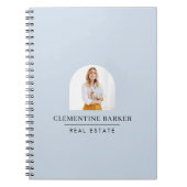Modern baby blue arch photo Business Branding Notitieboek (Voorkant)