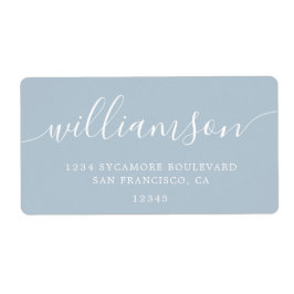 Modern Baby Blue Script Family Retouradres Etiket