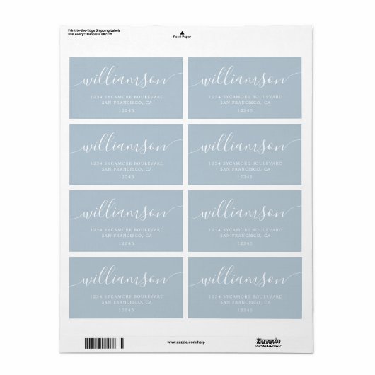 Modern Baby Blue Script Family Retouradres Etiket (Full Sheet)