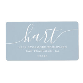 Modern Baby Blue Script Family Retouradres Etiket